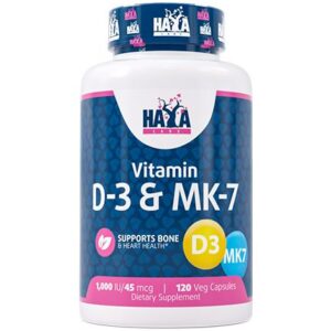 Haya Labs Vitamin D-3 1000 & МK-7 (vitaminas D3 ir K2) 120 kaps.