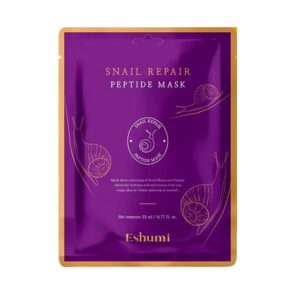 ESHUMI Snail Repair Peptide Lakštinė veido kaukė su sraigių mucinu ir peptidais, 23 ml